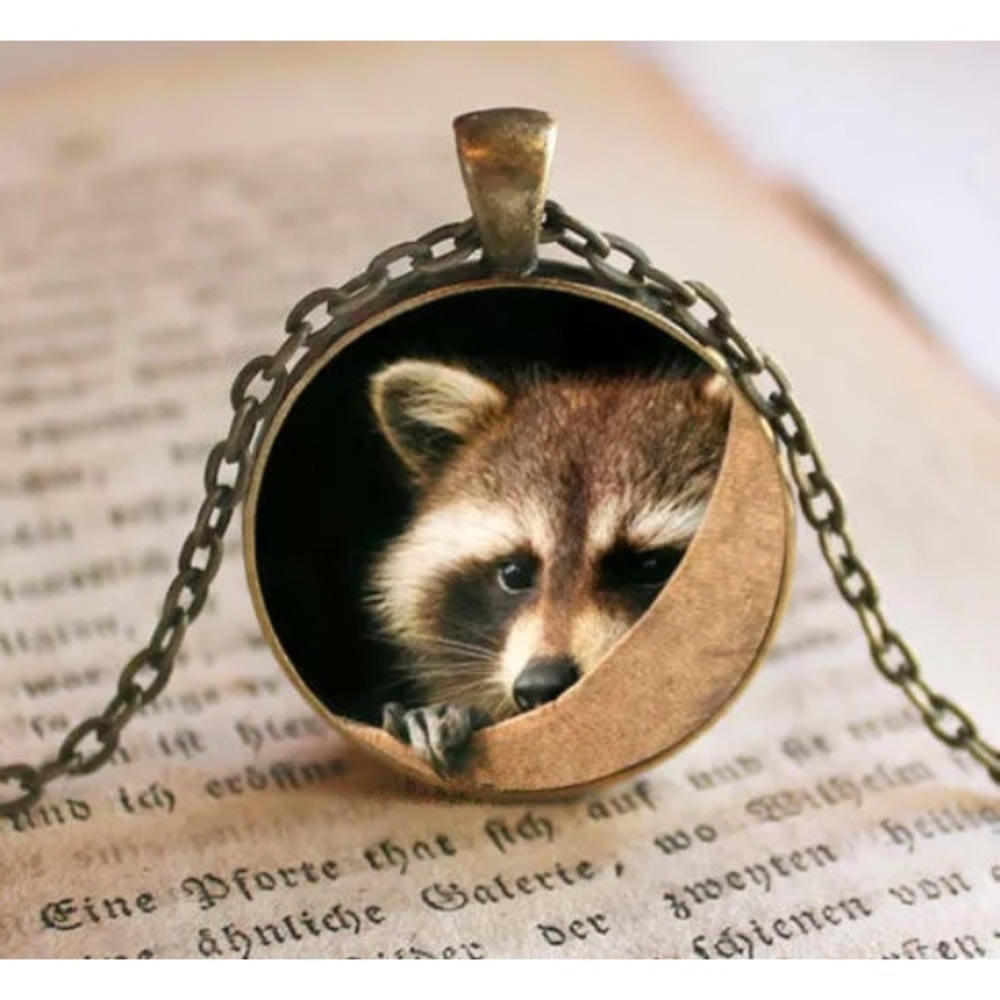 Raccoon Cabochon Necklace
